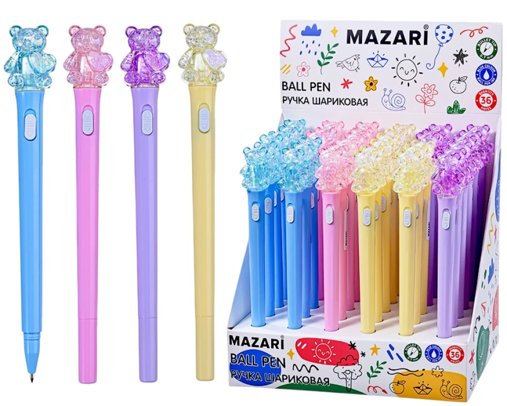 Ballpoint pen with backlight - Bears, assorted