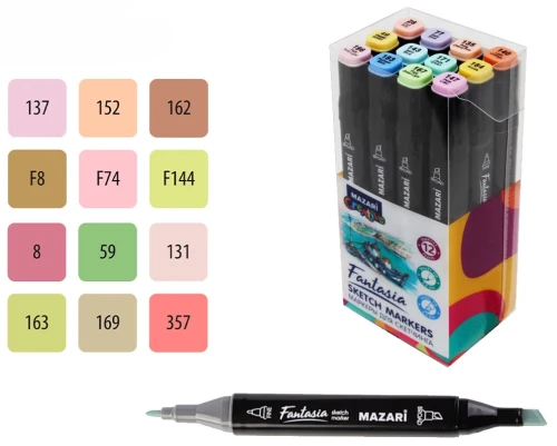 Sketch Marker Set - Fantasia, 12 colors, Pastel colors