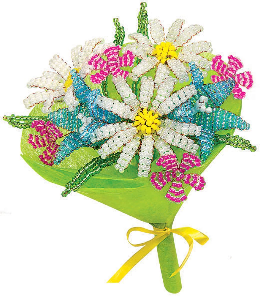 Beaded Bouquet. Daisies and Bells