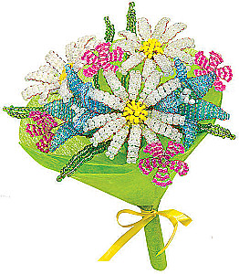 Beaded Bouquet. Daisies and Bells