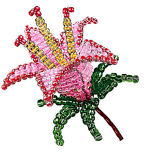 Beaded Flower Handmade - Pink Lily