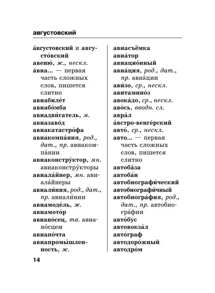 Russian Language. Orthographic Dictionary