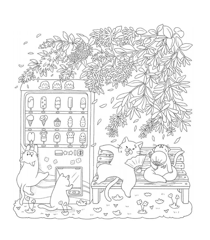 Summer Day in Korea. Stress-Relief Coloring Pages That Will Gift You Warm Feelings