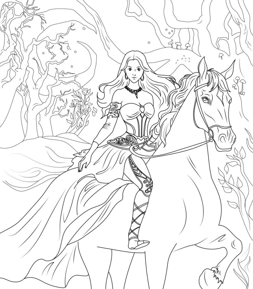 Princesses. Gothic and Beautiful. Fantasy Coloring Book