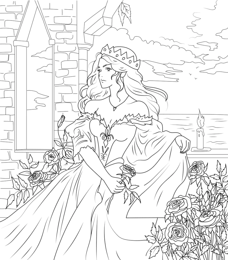 Princesses. Gothic and Beautiful. Fantasy Coloring Book